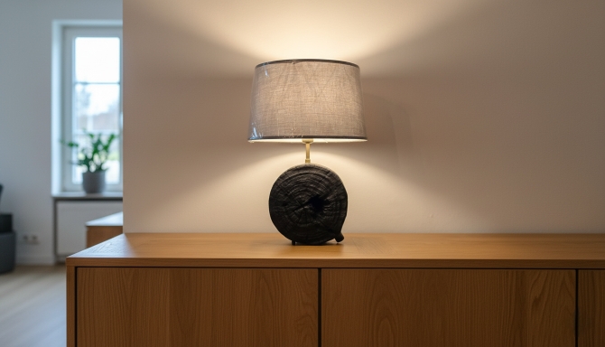 Lampe en bois noir